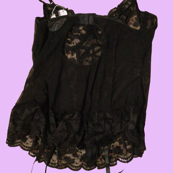 Babydoll Lace Corset Bustier with Garter Belts - Picture 5 of 7